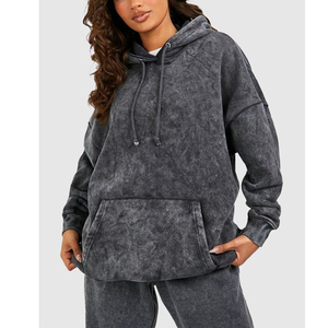 Sweat à capuche surdimensionné délavé à l'acide, pull vintage lourd pour l'hiver, sweat molletonné en coton, unisexe - Product Image 4