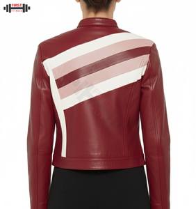 Nouvelle arrivée : Blouson aviateur en cuir rayé respirant pour femme grande taille, manches longues, taille personnalisée, idéal pour l'hiver - Product Image 2