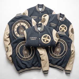 Bulk Supplier Varsity Letterman Jacket Wool Leather Sleeves Lighthouse Embroidery <b>Ship</b> <b>Wheel</b> Patch Navy Bomber Coat - Product Image 6