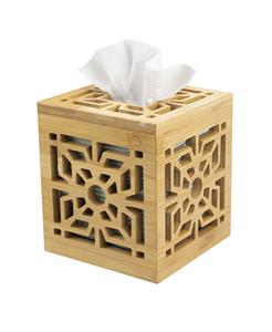 Caja de pañuelos de bambú hecha a mano, soporte de pañuelos de madera decorativo cuadrado, diseño recortado para escritorio de oficina, mesita de noche, tocador, café - Product Image 1