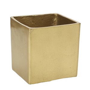 Boîte à fleurs et vase en aluminium moulé de forme carrée, écologique, style américain, chromé, pour la décoration de balcon, de table à domicile - Product Image 1