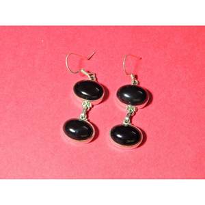 ต่างหูห้อยอัญมณีสีดำแบบห้อยทำด้วยมือของ925เงินสเตอร์ลิงประดับอัญมณีสีดำสำหรับเด็กผู้หญิง - Product Image 3