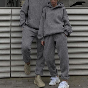 ชุดลำลองสองชิ้นสำหรับทุกเพศเสื้อกันหนาวมีฮู้ดขนาดใหญ่และกางเกงขนแกะสำหรับฤดูใบไม้ร่วงฤดูหนาว - Product Image 5