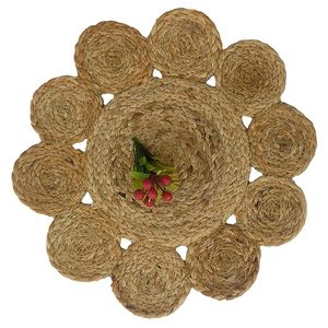 Napperon en jute tressé naturel design rond pour table centrale pour mariages fêtes du nouvel an et autres occasions - Product Image 1