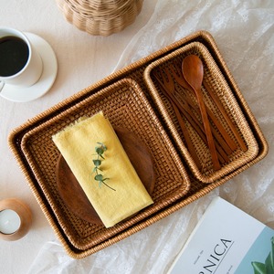 Proveedor de confianza, bandeja de decoración cuadrada rectangular de ratán natural ecológica, Juego de 3 bandejas rectangulares para almacenamiento en el hogar - Product Image 5