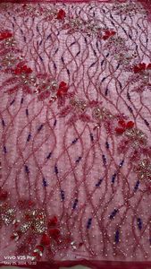 Best Price Luxury 100% Polyester Beaded <b>Fabric</b> Zircon Handmade Embroidered Indian Supplier Woven Mesh Blackout for Wedding - Product Image 4