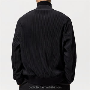 Blouson de vol en velours côtelé 100% polyester personnalisé OEM blouson aviateur plissé pour hommes - Product Image 3