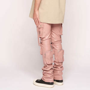 Color sólido Traje de moda Hombres Pantalones de cuero Bolsillos lisos sólidos Hombres Pantalones de cuero - Product Image 3