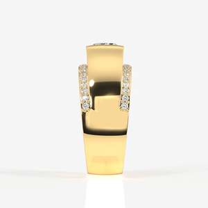 Men's 18K Yellow Gold <b>Ring</b> with Portuguese Cut Lab Grown <b>Diamond</b> Premium <b>Diamond</b> <b>Rings</b> - Product Image 3