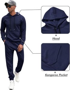 ชุดวอร์มแบบมีฮู้ดสองชิ้น ผ้าหนานุ่ม คุณภาพสูง สำหรับฤดูหนาว ผลิตจากผ้าฟลีซคอตตอน 100% ทรงปกติ ราคาสำหรับผู้ชาย รับสั่งทำ - Product Image 3