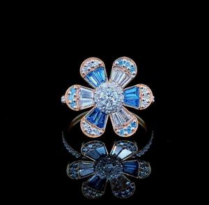 Bague en argent 925 avec diamant Moissanite de couleur fantaisie certifié IGI, sertie de 4 griffes, 4 carats, bijoux ethniques raffinés, cadeau pour fête ou anniversaire - Product Image 1