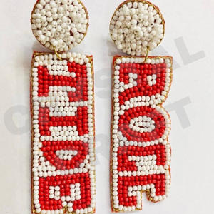 Pendientes con Cuentas con el Logotipo de los Atlanta Braves para Mujer, Patrióticos, para el Día de los Caídos, Color Naranja, Blanco y Azul, Material de Tela - Product Image 4