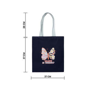 กระเป๋าโท้ทลายผีเสื้อพร้อมซิปปิด ตกแต่งด้วยงานปัก ทำจากผ้าแคนวาสและโพลีเอสเตอร์ สำหรับใช้งานได้หลากหลายในชีวิตประจำวัน - Product Image 5