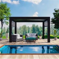 Pergola Bioclimatique Moderne d'Extérieur en Aluminium à Lames Orientables avec Écran Motorisé, Tailles 3x3m, 3x4m, 4x4m, 6x4m, Vente en Gros Usine, Ensemble Jardin