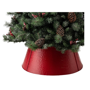 Collier d'arbre de Noël en métal martelé rouge fabriqué à la main pour la décoration d'arbre utilise la fabrication en Inde à bas prix - Product Image 2