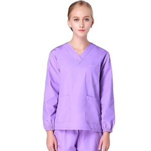 Vêtements médicaux femmes fermeture éclair ouverture gommage manteau col rond coton allaitement uniforme Spa vêtements de travail médecin salopette vétérinaire - Product Image 2