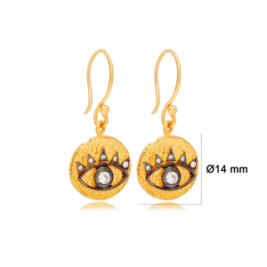 Pendientes Vintage chapados en oro de 22k, diseño de ojo hecho a mano, turco, joyería de plata de ley 925, venta al por mayor - Product Image 2