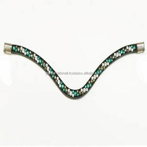 Banda de cejas de caballo de cuero genuino decorada con Hotfix personalizada para brida en todos los tamaños y colores personalizados disponibles a bajo precio - Product Image 2