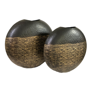 Vase à fleurs rond en fer Noël Décoration de la maison Texture noire Pots de décoration de fleurs Logo personnalisé Vase en métal fait main - Product Image 2