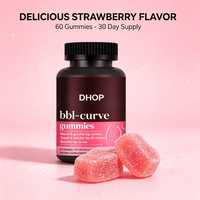 Complément alimentaire BBL Curve Gummies pour femmes adultes, saveur fraise, format gommes, flacon de 60 unités
