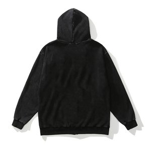 Alta calidad de gran tamaño Sun Faded Acid Washed Distressed Streetwear Cotton Blended Pullover Hoodie - Product Image 5
