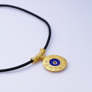 Cuir rond 22K Vintage Eye Design Collier Charme En Gros Turc Fabriqué À La Main 925 Bijoux En Argent Sterling - Product Image 4