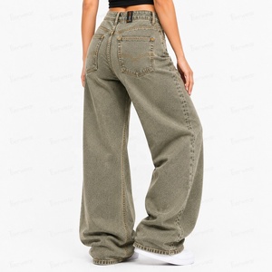 Jeans de Diseño para Mujer, Fabricante de Pantalones Vaqueros Personalizados al por Mayor, Cintura Alta, Corte Recto, Pierna Ancha, Rotos, a la Moda - Product Image 4