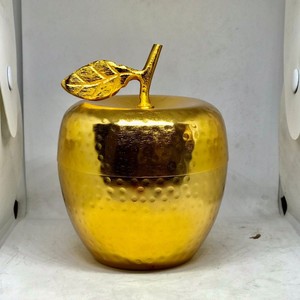 Hammered Metal Gold Plated High Quality Apple Shape Candle <b>Jar</b> Wedding Decoration Hot Sale Candle Vessel - Product Image 2