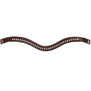 Custom Made All Shape <b>Brown</b> Leather Padded Horse Brow Band Empty Channel Inlaid <b>Shining</b> Crystals Diamante Rhinestones Brow Band - Product Image 3