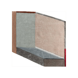 Alfombras de Lana y Viscosa Hechas a Mano, Color Rojo Anaranjado, con Patrones Abstractos a Rayas, Rectangulares, para Uso en el Hogar y el Pasillo - Modelo Tnq-1127 - Product Image 1