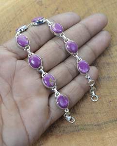 Purple Copper Turquoise 925 Sterling Silver Adjustable Bracelet Handmade 9 Stone Jewelry Women Fashion Gift - Product Image 6