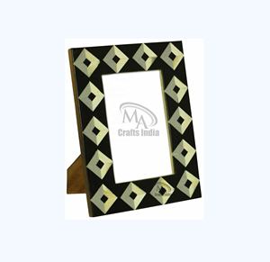 Vente chaude noir ivoire incrustation d'os carré résine cadre Photo qualité bois Table murale nouveau Design - Product Image 1