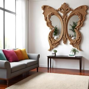 กระจกติดผนังไม้ MDF แบบโมเดิร์นสุดหรูลวดลายเรขาคณิตทรงกลมสีขาวไม่แพงตกแต่งผนังสำหรับงานแต่งงาน - Product Image 3