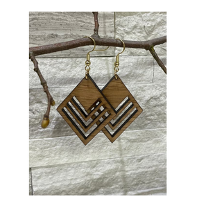 ต่างหูผู้หญิงทำจากไม้สำหรับงานปาร์ตี้ดีไซน์สวยคุณภาพสูง - Product Image 2