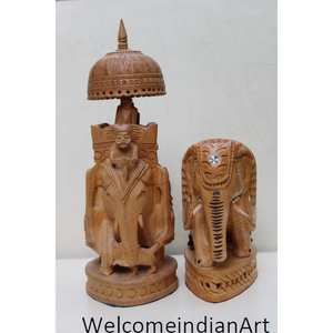 Ensemble de 1 modèle de sculptures d'éléphant en bois Figurines élégantes - Product Image 3