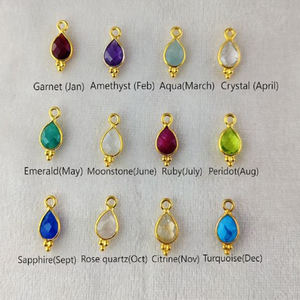 Amatista pequeña forma de pera colgante de piedras preciosas oro Vermeil elegante bisel conjunto encantos para hacer hallazgos de pendientes - Product Image 3