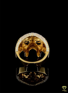 Skull Lab Grown <b>Ring</b> Iced Out, Hip Hop Fashion Statement <b>Ring</b> with <b>Black</b> & White Stones, Unique Sculpted Design for <b>Men</b>/Women - Product Image 4