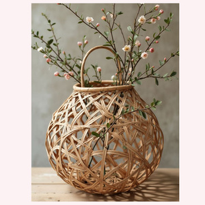 Jarrón Boho Bloom Zen tejido a mano para algas marinas y flores de ratán para un estilo rústico y orgánico elevado para el hogar - Product Image 1