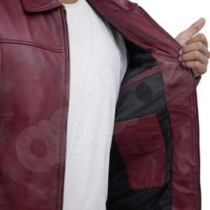Chaqueta de cuero de motocicleta para hombre-Chaqueta de motorista de cuero genuino con estilo vintage para hombre Chaqueta de cuero ligera - Product Image 5