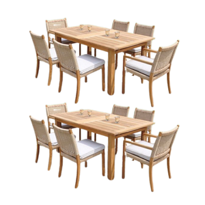 Ensemble table et chaises en teck massif naturel, produit de haute qualité avec de nombreuses chaises pour extérieur, intérieur, jardin, restaurant - Product Image 4