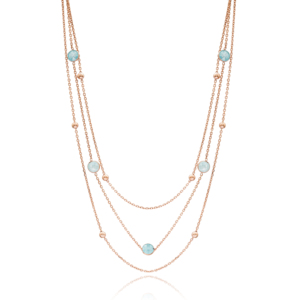 Collier superposé en pierre d'aquamarine, design turc, fabrication artisanale, bijoux en argent sterling 925, vente en gros - Product Image 1