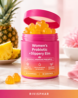 Gummies Probiotiques pour Femmes à l'Orme Rouge Antioxydante, Sans Gluten, Saveur Ananas Tropical, Bien-être Féminin, Marque Privée
