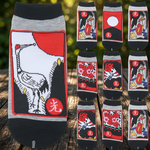 Unique Korean Women's Cotton Woven Elastic Breathable Thin Ankle <b>Socks</b> Gift Set Go-<b>Stop</b> Hwatu OKwang K-Culture Souvenir Flower - Product Image 1