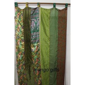 Rideau en soie multicolore inspiré des anciens saris indiens, draperie pour fenêtre et porte, rideaux et cantonnières multicolores pour la décoration - Product Image 4