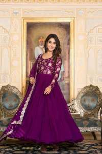 Latest Designer Anarkali Gown by FabZone Faux Georgette Embroidery Sequence Work <b>Indian</b> & <b>Pakistani</b> <b>Clothing</b> - Product Image 2