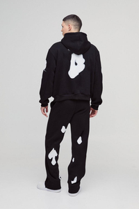 Produit tendance nouvelle conception survêtement lavage à l'acide 100% coton sérigraphie Logo pantalon évasé et sweat à capuche zippé pour hommes - Product Image 5