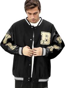 Vestes universitaires personnalisées avec design à pression classique Laine et cuir PU Logo de l'équipe Patch Fabricant OEM - Product Image 3