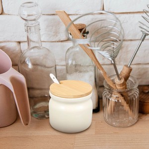 ชุดโหลเซรามิก 2 ใบ พร้อมฝาปิด ภาชนะเก็บอาหารแบบสุญญากาศ ดีไซน์ลายทาง ทนทาน ใช้จัดระเบียบในครัว จัดเก็บบนเคาน์เตอร์ - Product Image 3