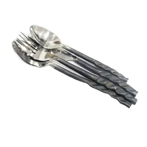 Handmade Tabletop Flatware Set Vàng PVD tráng thiết kế hấp dẫn với 5 dĩa thìa dao mới nhất đến Bạc - Product Image 2