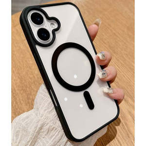 เคสใส iPhone 16 6.1 แบบไฮบริด พร้อมวงแหวนแม่เหล็ก ขอบสีดำ - Product Image 1